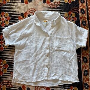 C&C California White Gauze Button Down Top